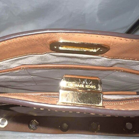 Michael Kors Sullivan Large Leather & Denim Messenger Bag Leather Trim - EUC - Picture 10 of 12